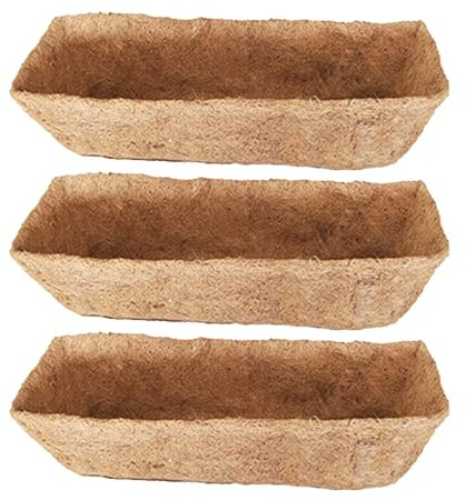 Coconuts Planter Liners - Coco Planter Basket, Coco Replacement Liner | Coco Replacement Liner Basket 3 PCSs, Coco Coir Pots Deck Flower Box Garden Railing Fence Trough For Outdoor Garden Plants