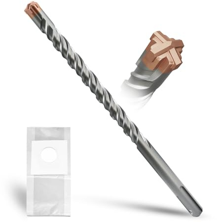 METOTY Broca SDS Plus de 12 mm × 210 mm, con 4 cuchillas de carburo, cabeza con revestimiento, broca para piedra, broca de martillo, broca para hormigón, para piedra, hormigón, piedra natural, pared