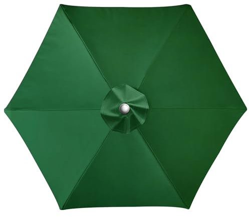 LUSCHEER Replacement Parasol Canopy Waterproof, Parasol Replacement Canopy Cover Patio Umbrella Cloth for 2.5m 6 Ribs Diameter Large Patio Umbrella Weatherproof UV-Anti, Green