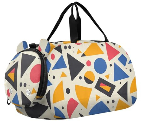 Bolsa de gimnasio infantil con diseño de polígonos irregulares de dibujos animados, bonita bolsa de gimnasio con compartimento para zapatos, bolsa de transporte ligera para playa, natación, piscina