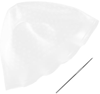 Beaupretty Cuffia per Tintura per Chioma in Silicone Bianca Riutilizzabile con Uncinetto Metallico per Messa in Evidenza Professionale Uso Domestico