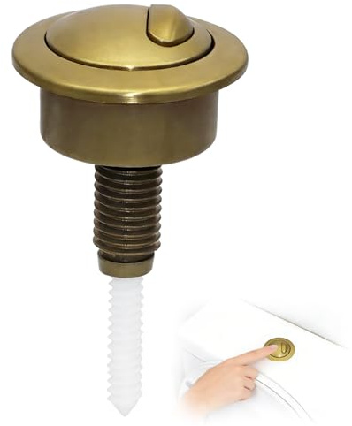 Toilet Flush Buttons Replacement,ABS Plastic Toilet Push Button,Bathroom Toilet Water Tank Repai Fit for Standard Cistern Holes 38-42mm (Golden)