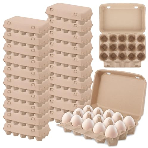 20 Stück Eierkartons Eierschachtel 15er Pappe, 35 x 25 x 6.7CM Wiederverwendbare Stapelbare Enten, Zellstofffaser-Anti-Kollisionen-Eierboxen,für Markt Küche Eierkarto