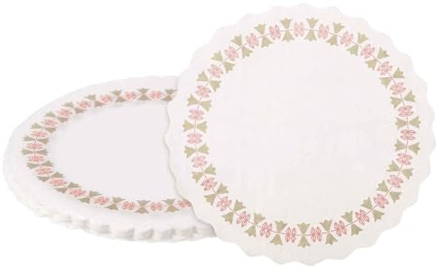 100 Stück Tortenunterlage Rund Papier, 16CM Tortenspitze Papier, Weißes Rundes Spitzenpapier, Einweg Tortenpapier für Hochzeit, Geburtstag, Party, Kuchen, Pizza oder Catering (weiß 1)