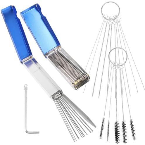 MOLUCKFU Edelstahl Vergaser Reinigungs set mit Nadeln und Bürsten Tragbares Carburetor Cleaning Tool zur Effektiven Blockadenentfernung Verbesserte Kraftstoffeffizienz Vielseitig für
