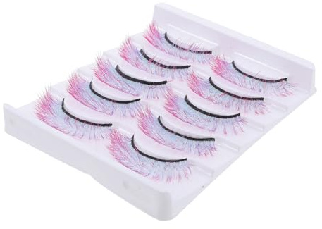 VINTORKY 5 paires Faux Cils Colorés Effet Naturel et Filles Cosplay Fête Halloween