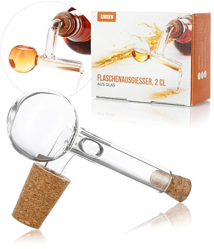Vaily Dosierausgießer 2cl aus Glas – Premium Flaschenausgießer für Gin, Brände, Liköre & Öl – Präziser Spirituosen Dosierer für Flaschenöffnungen bis ca. 2,2 cm