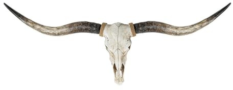 Väggdekoration stor långhornskalle, konst i harts med falsk taxidermi tjurkonst, rustik väggornament västernstil för vardagsrum sovrum kontor