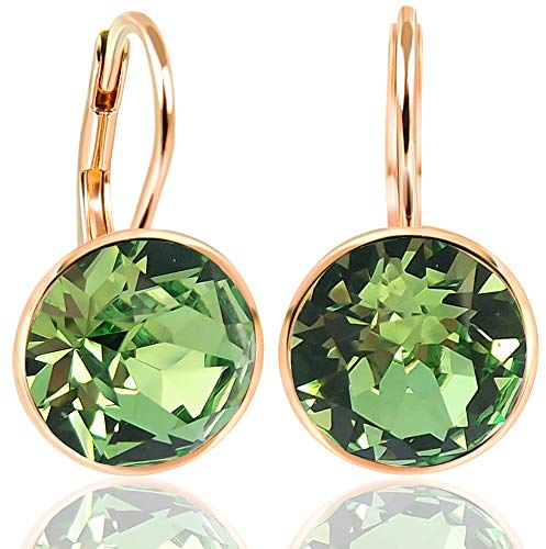 925 Ohrringe Rosegold Grün Kristalle Peridot Sterling Silber vergoldet NOBEL SCHMUCK
