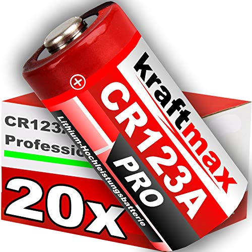 kraftmax 20er Pack CR123 / CR123A Lithium Hochleistungs- Batterie für professionelle Anwendungen - Neueste Generation