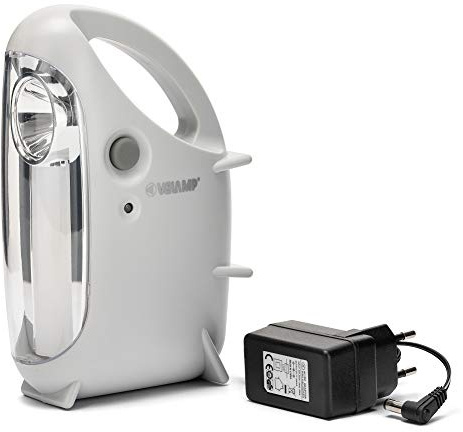 VELAMP IR170EVO - Lampada di Emergenza Portatile Ricaricabile, Doppia Funzione Lampada e Torcia, LED, con Caricabatteria, Esterno, Sicura, Leggera e Compatta