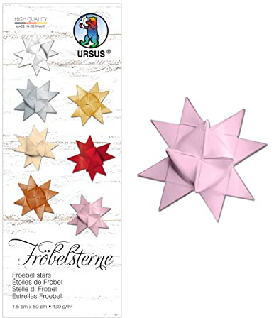 URSUS 3210026 – pappersremsor för fröblad, av tonerpapper 130 g/kvm, ca 1,5 x 50 cm, 80 ränder för ca 20 stjärnor, rosa