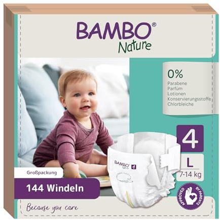 Pañales Bambo Nature Talla 4 – 7 a 14kg (PACK 6 x 24UN)