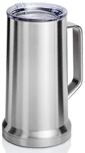 XPAC 22 Ounce Beer Stein with Lid and Handle, Stainless Steel, Vacuum Insulated Stein For Hot Or Cold Beverages