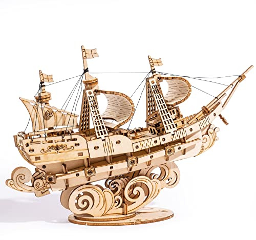 Robotime Puzzle en Bois 3D pour Enfants et Adultes Kits de Construction de Bateaux Artisanat Kits de Bricolage Casse-tête pour Enfants de 14 Ans et Plus (Bateau à Voile)