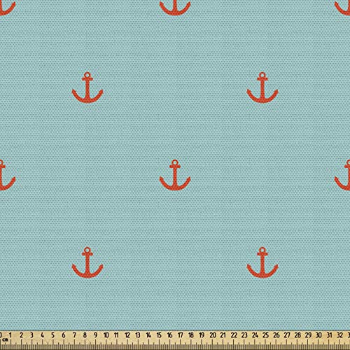 ABAKUHAUS Anker Gewebe als Meterware, Nautische Sailor Theme, Dicht Gewebter Stoff zum Nähen Polster Wohnaccessoires, 3M (148x300cm),Hellblau