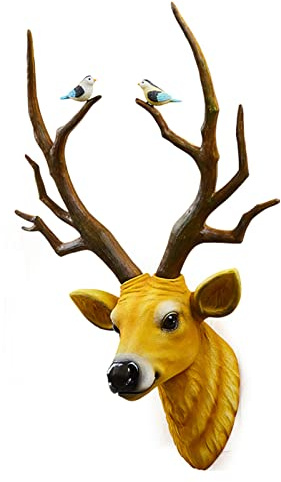 LJHSS Hirsch Wandskulptur,Wanddeko Hirschkopf,Wanddeko Geweih Modern,Tierkopf Wandbehang Harz Rotwild-Kopf-Hauptdekor,Skulptur Anhänger Wandhalterung Landhausstil Deko