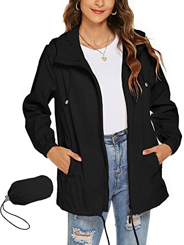 Rapbin – Manteau de pluie imperméable à capuche, léger, coupe-vent, pliable, pour femme, M