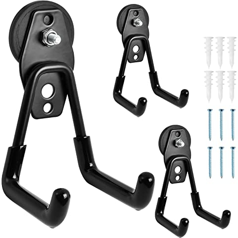 Worldity 3 Stück magnetische Haken, magnetische Haken, robust, starke Garage-Magnethaken mit Anti-Rutsch-Beschichtungshaken für Garage, Werkstatt-Organisation - kein Bohren erforderlich