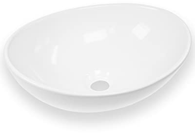 Countertop Wash Basin for Bathrooms, Washbasin, Hand Washbasin, Toilet, Oval, Round, Rectangular, Ceramic, White (410 x 330 x 140)