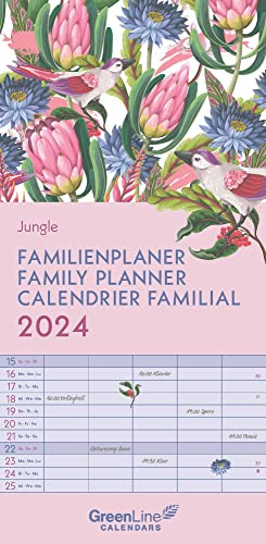 GreenLine Jungle 2024 Familienplaner - Wandkalender - Familien-Kalender - 22x45, Klein