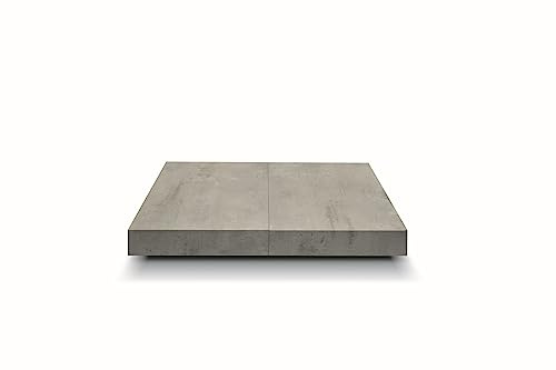 KONTE.DESIGN Tavolino CAMOGLI in legno, vari colori trasformabile in tavolo da pranzo 120x80 cm - 220x80 cm altezza da 30 a 77 cm (Grigio Cemento E Base Nera)