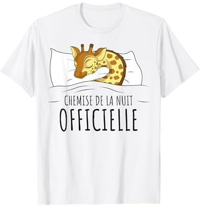 Chemise De La Nuit Officielle Pyjama Girafe T-Shirt