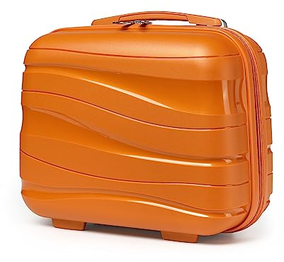 KONO Kosmetikkoffer Hartschale Klein Beautycase Damen Handgepäck, Polypropylen, 35.5x29.5x18.5cm (Orange)