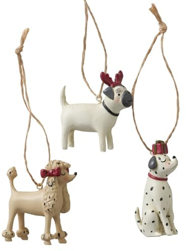 Boltze, Weihnachts-Hängefiguren Hund 3er-Set Barney