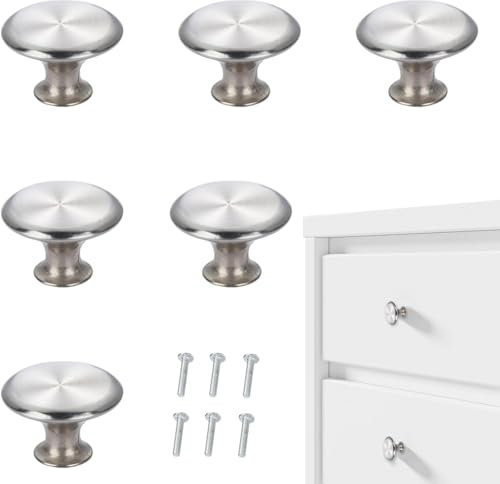 Nuqin 6PCS Cabinet Knobs - Stainless Steel Door Knobs for Cupboards, Elevate Your Home Decor