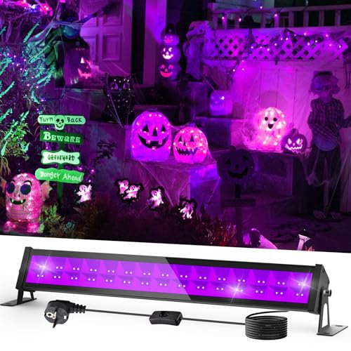 NATPOW Lumiere Noire UV 36W, 395-400nm Lampe UV Puissant, IP65 Etanche LED UV avec Prise et 1.5M Câble, Projecteur UV pour Halloween Fête Peinture Corporelle Maquillage Fluo