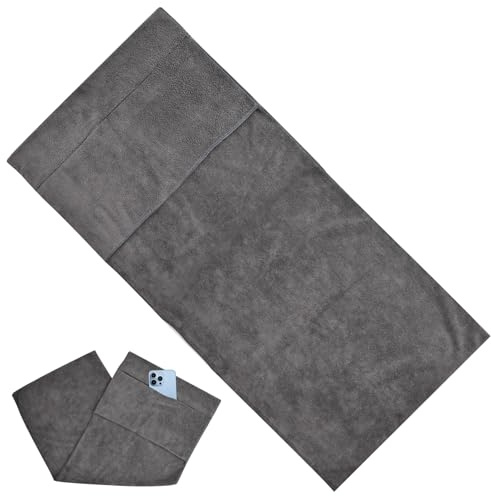 Asciugamano Palestra Uomo Donna, 100x40cm, Telo Mare Microfibra con Tasca Cerniera, Asciugamano Viaggio Leggero, Asciugamani Bagno Grandi, Asciugamano Sportivo Campeggio Fitness, Asciugatura Rapida