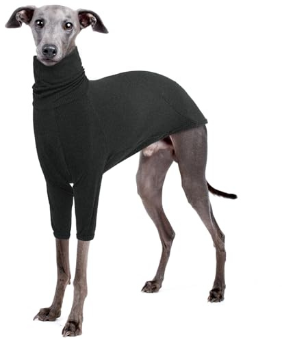 IECOii Rollkragenpullover für Windhunde,Italienischer Windhundpullover,Thermo-Schlafanzug,Lurcher-Strickwaren,Windhundmäntel Hunde im Herbst,Whippet-Sweatshirts,Strickpullover für große Hunde,Grau,XL