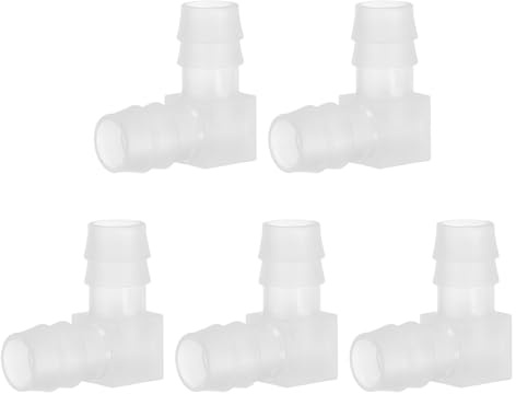 PATIKIL Raccordo a L a gomito a 90 gradi, 1/2, confezione da 5 giunzioni in plastica uguali con spinotto, adattatore accoppiatore da 3,3 cm, per tubi di linea dell'aria e gas liquidi