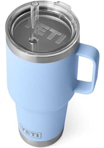 YETI Rambler Straw Mug, Stainless Steel Vacuum Insulated Mug with Stronghold Lid, Big Sky Blue, 35 oz (1035 ml)