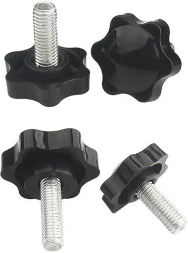JIHXYER 4 Stück Sterngriffschrauben, M8 x 40 mm Durchmesser 32 mm Sternschrauben, Sternkopfschrauben für Rotierende Maschinen, Farbe Schwarz
