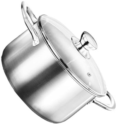 olla de sopa de acero inoxidable ollas para cocinar s con tapas sopera para placas de inducción sopera con tapa de acero inoxidable de pasta Vidrio Silver Genérico