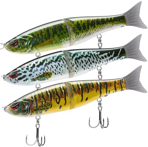 Bassdash SwimShad Glide fiskebete kombination glidande beten Swimbait Ledad för havsabborre, gädda, lax, öring, maskinongerad - set med 3 st