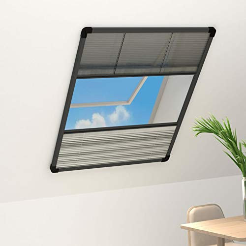 Swpsd Insektenschutz Plissee für Fenster Fliegengitter Dachfenster Mückenschutz Sonnenschutz Sichtschutz Aluminium mit Jalousie 80x120 cm
