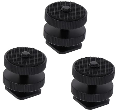 SHINEOFI 3piezas Accesorios para Trípode Adaptador De Zapata para Flash De Metal De Doble para Adaptador De Tornillo para Trípode y Zapata De Flash