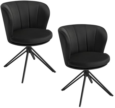 WOLTU Esszimmerstühle 2er Set drehbar, ergonomisch, Samtbezug, Schwarz | Küchenstühle, mit Armlehnen, 150 kg belastbar, für Wohnzimmer Schlafzimmer Esszimmer