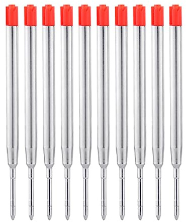 10 ricariche per penna a sfera in metallo, sostituibili, colore nero, punta da 1 mm, strumenti di scrittura