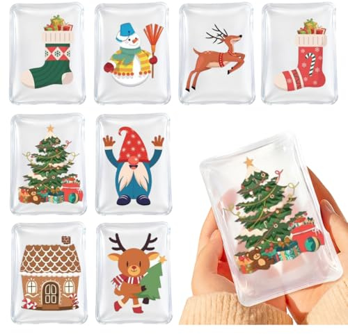 Taschenwärmer Kinder Wiederverwendbar, Taschenwärmer Kinder mit Tollen Motiven,Weihnachten Hand Wärmer,Fingerwärmer Wiederverwendbar,Pinguin/Schneemann/Rentier Handwärmer,Handwärmer KnickTaschenwärmer