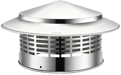 ACESOME 304 Thickened Stainless Steel Chimney Cowl, Umbrella-Shaped Roof Pipe Cover, Chimney Cap, Quick Exhaust Rain Cap for Roof Vent, Pipes (200mm)