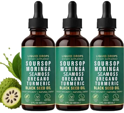 Soursop Drops, Soursop Natural Drops, 60ml Sourso𝐩 Bitters Liquid Drop𝐬, Gentle Care for the Digestive System, For Men & Women (3pcs)