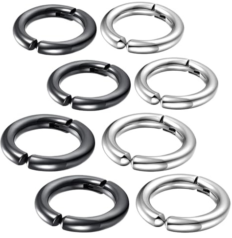TOGEVAL 8pezzi Orecchini Cerchio in Acciaio Inossidabile Orecchini Clip senza Buco Piccoli e Incernierati per Cartilagine e Padiglione Auricolare Design Contemporaneo Adatti Uomo e Donna