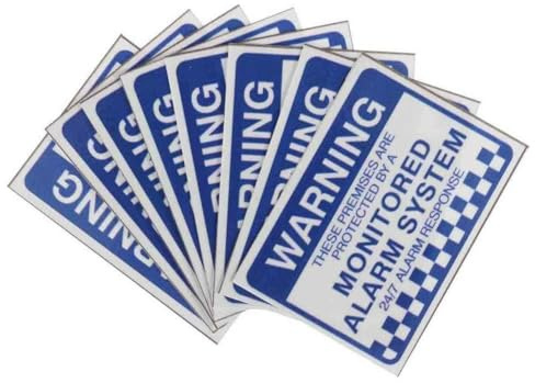 8pcs Security Stickers, Waterproof Warning Security Stickers Monitored Alarm System Self Adhesive Warning Safety Decals, Warnings Sign Sticker for Shop Home Indoor/Outdoor Use(10x8cm)