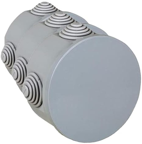 Electraline 60551, Boite dérivation ronde avec Embouts A Gradins, Diamètre 80 mm, IP44, Gris (Lot de 3)