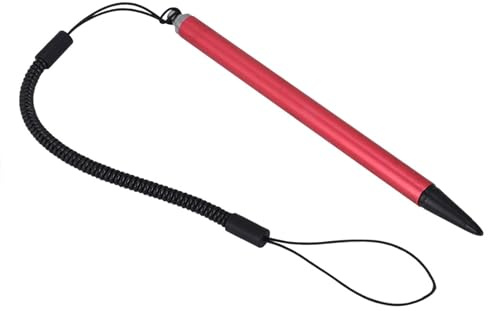 Generic Penna Stilo Touch Screen con Corda a Molla per Navigatore per Auto, Penna Resistente con Punta Dura da 2 Pezzi con Cavo a Molla da 5,5 (rosso)