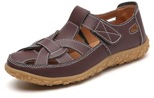 Generisch Sandales confortables pour femme pour les loisirs quotidiens et les vacances en plein air avec bout fermé, sangle réglable et style respirant pour l'été, café, 37 EU